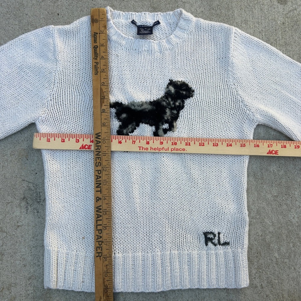 Ralph Lauren Sport Cashmere Dog Sweater Size M Women's Cream Vintage Preppy - Picture 6 of 6